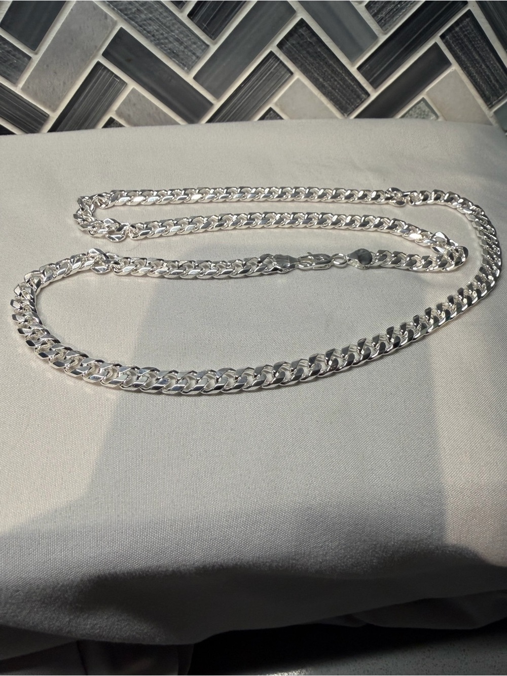 925 Sterling Silver 26β Curb Chain Necklace 56g 6.8 mm